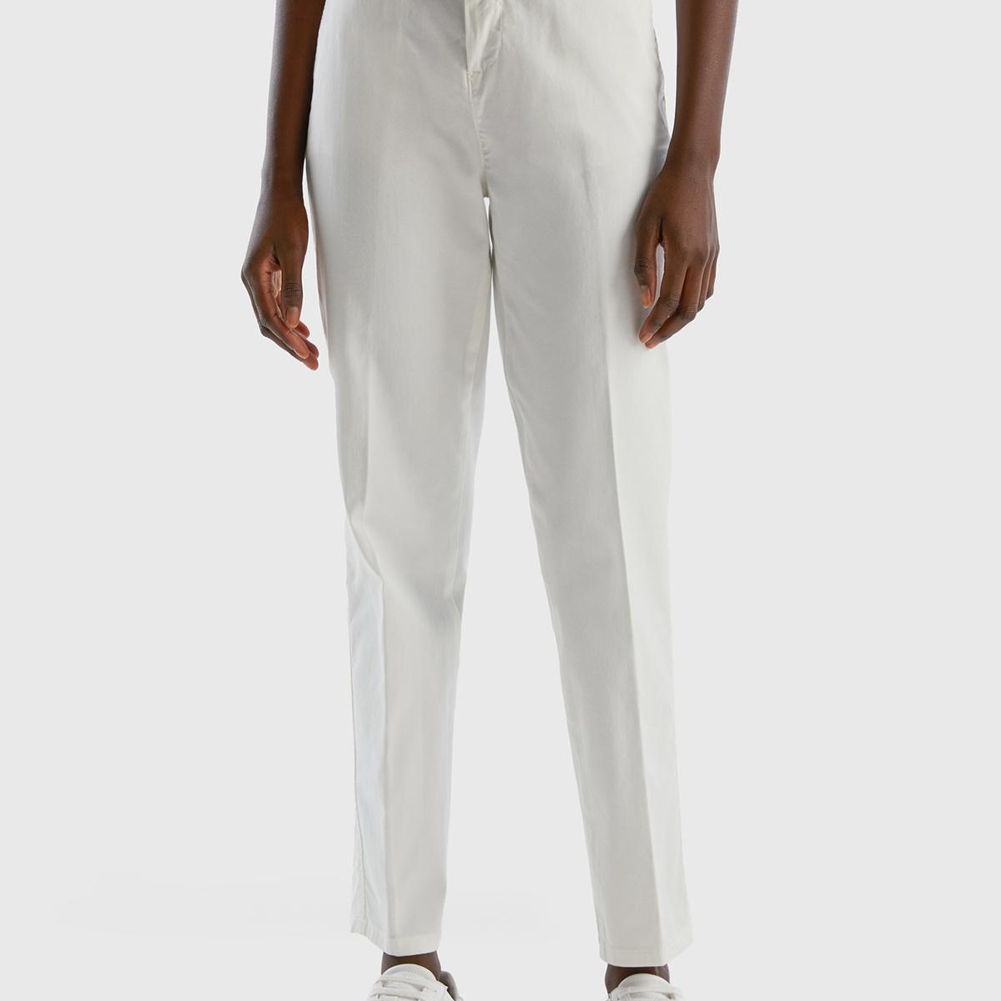 Kadın Beyaz Elastanlı Basic Chino Pantolon