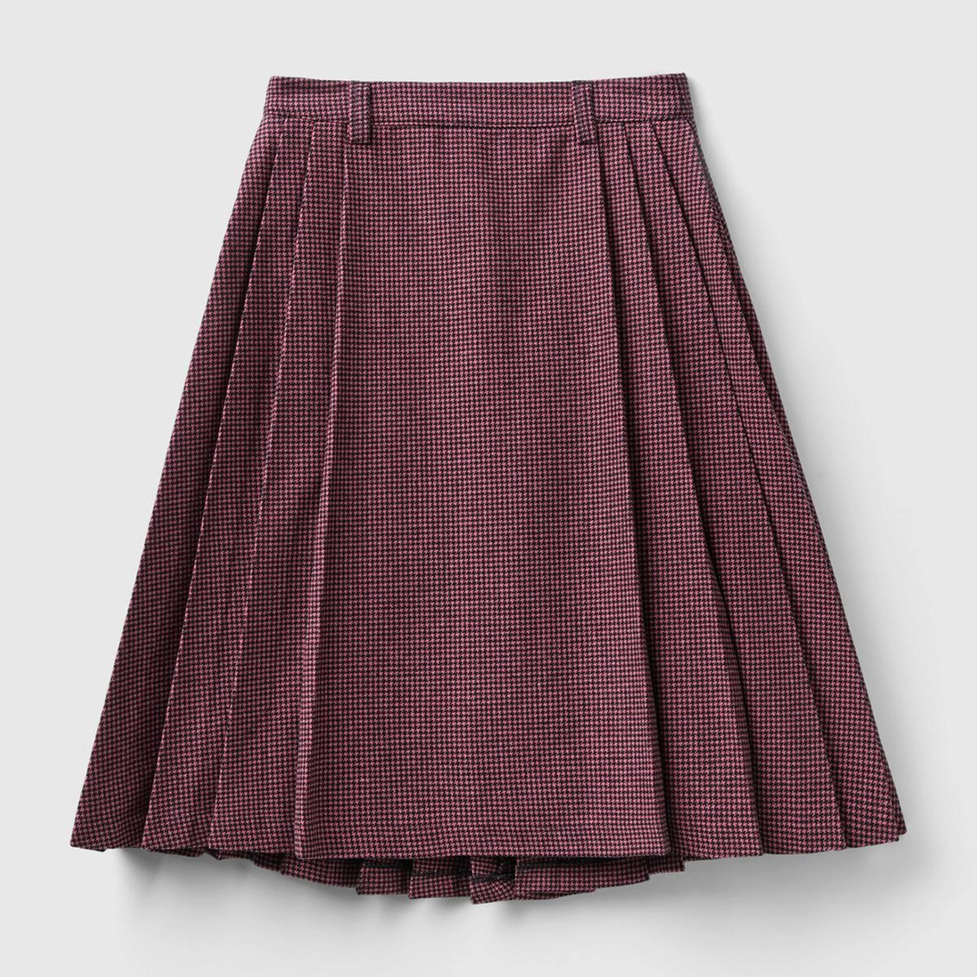 Kadın Pembe Mix Kazayağı Desenli Midi Boy Etek