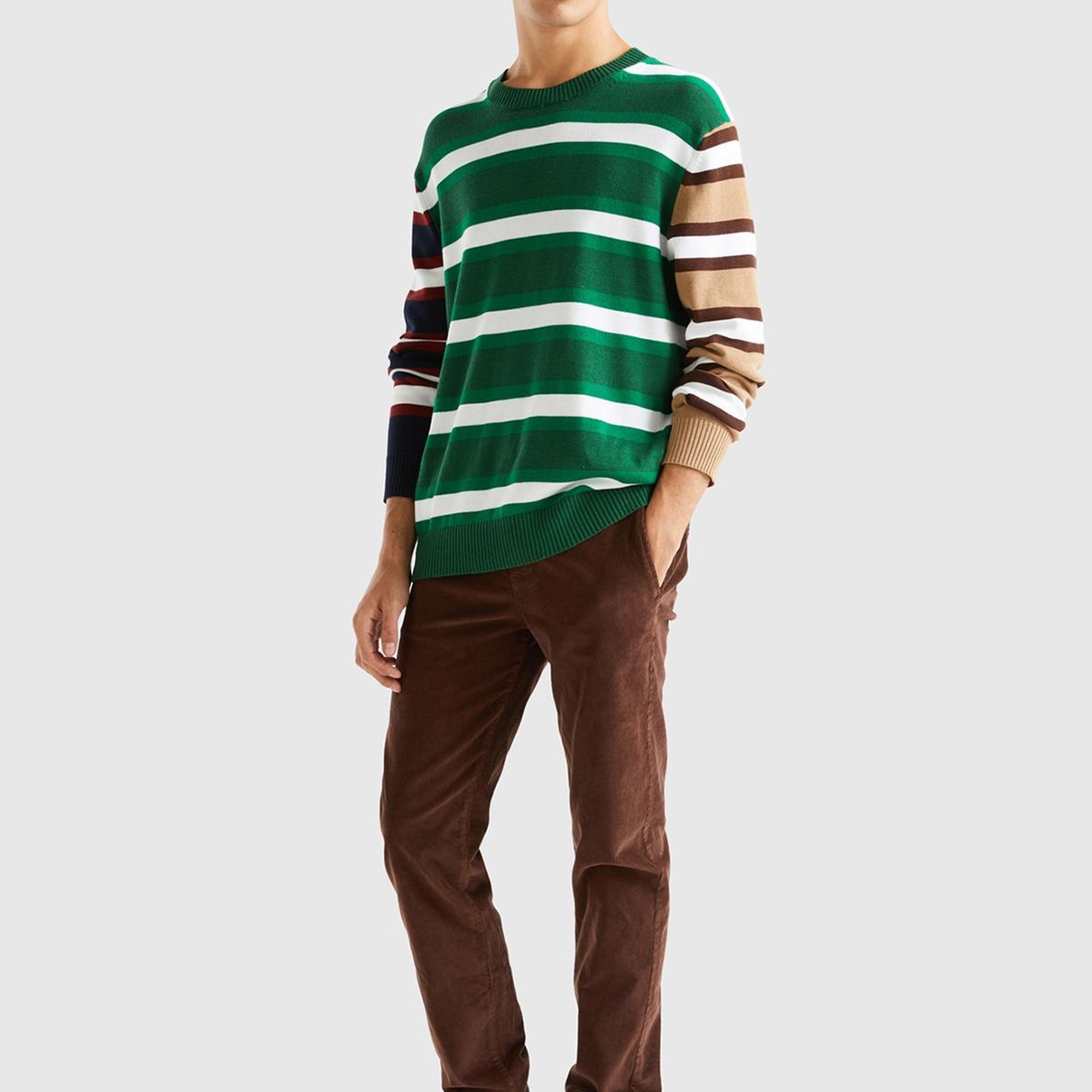 Erkek Koyu Kahverengi Esnek Kadife Pantolon