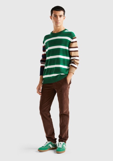  Erkek Koyu Kahverengi Esnek Kadife Pantolon