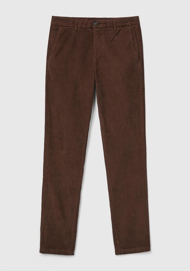  Erkek Koyu Kahverengi Esnek Kadife Pantolon