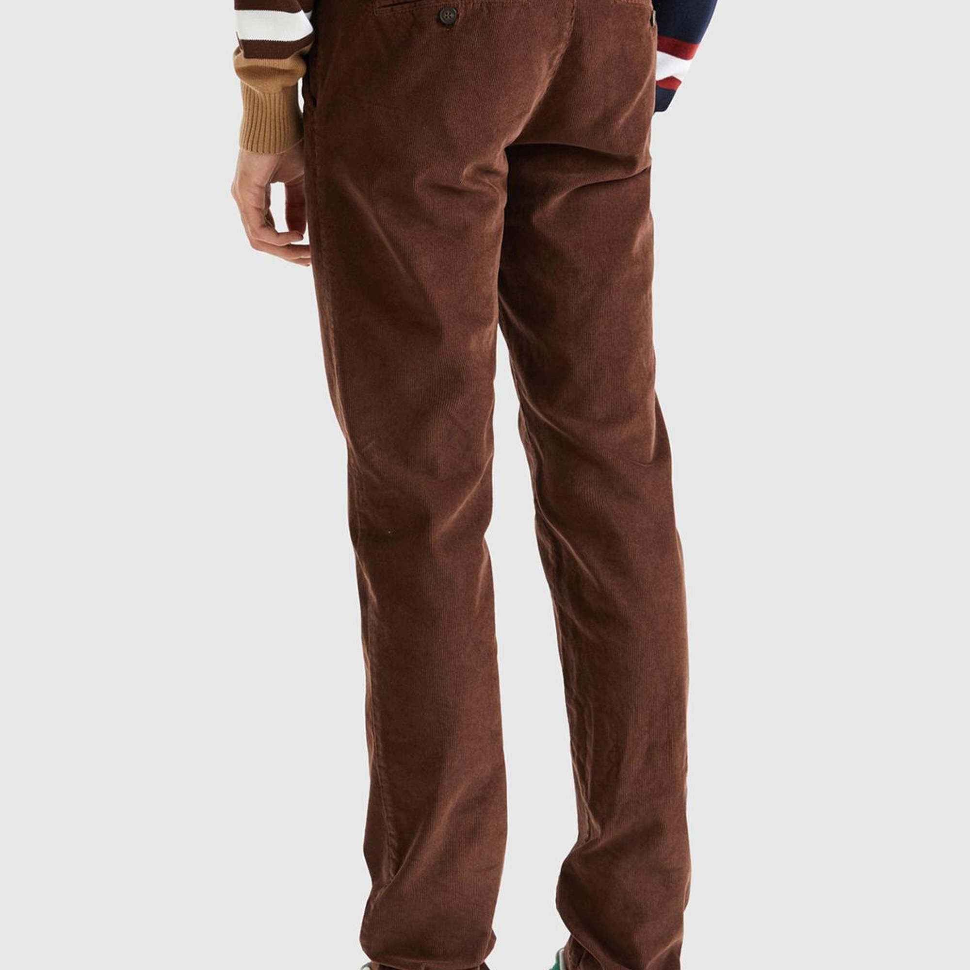 Erkek Koyu Kahverengi Esnek Kadife Pantolon
