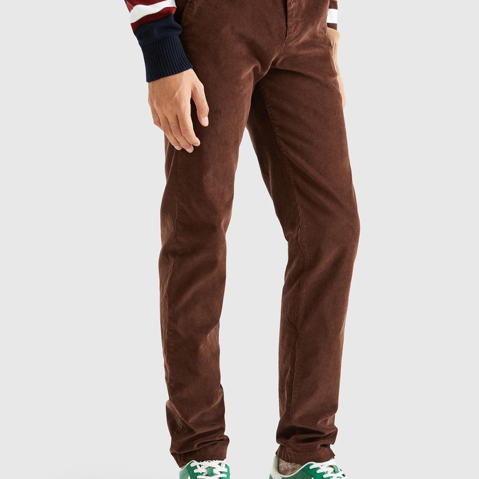 Erkek Koyu Kahverengi Esnek Kadife Pantolon