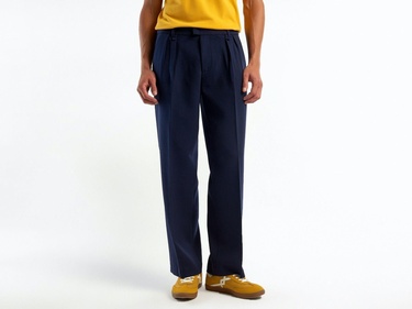  Erkek Lacivert Viskoz Karışımlı Bol Paça Pantolon