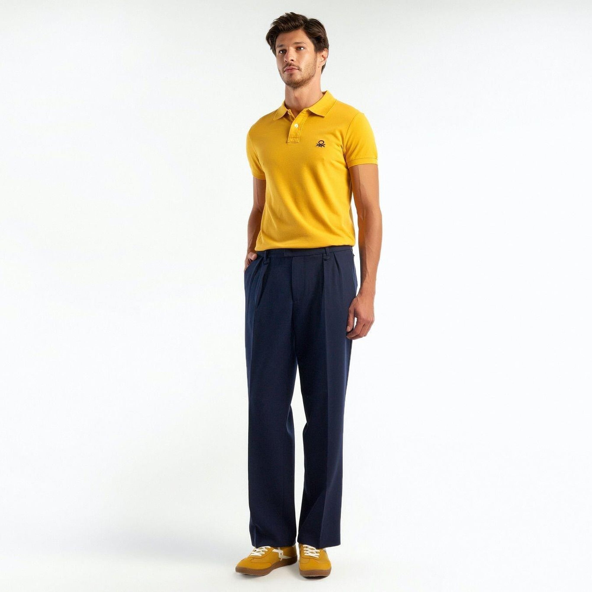 Erkek Lacivert Viskoz Karışımlı Bol Paça Pantolon