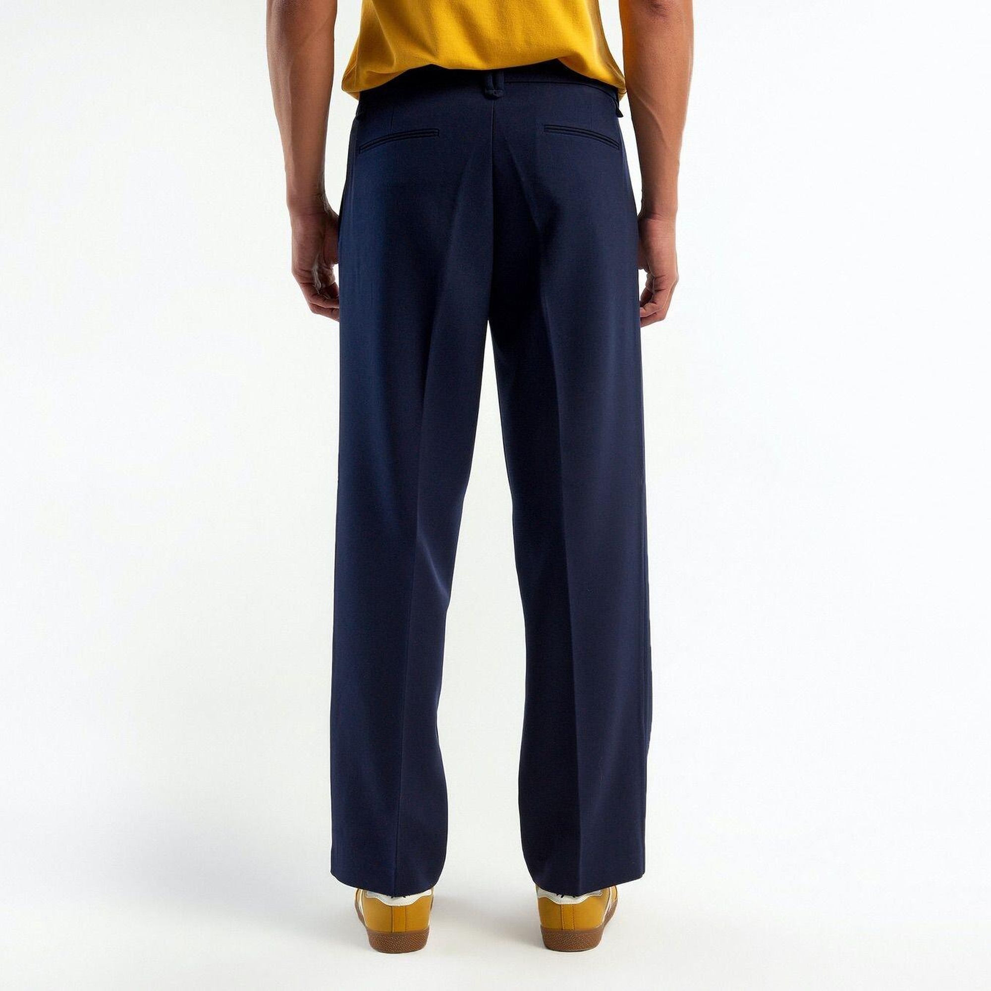 Erkek Lacivert Viskoz Karışımlı Bol Paça Pantolon