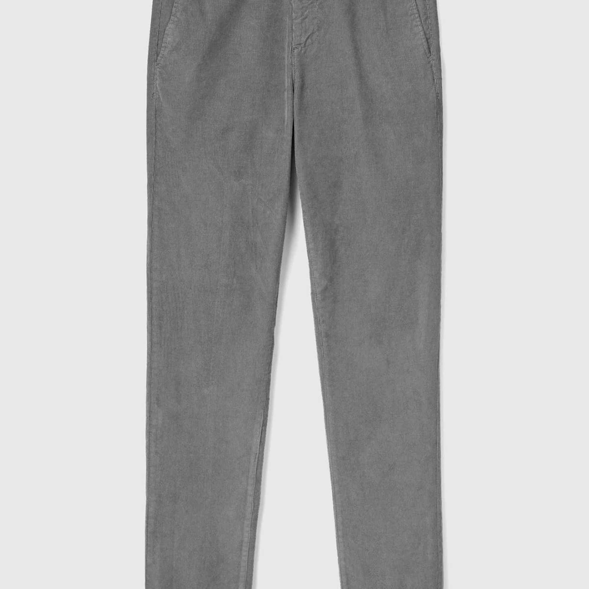 Erkek Gri Esnek Kadife Pantolon