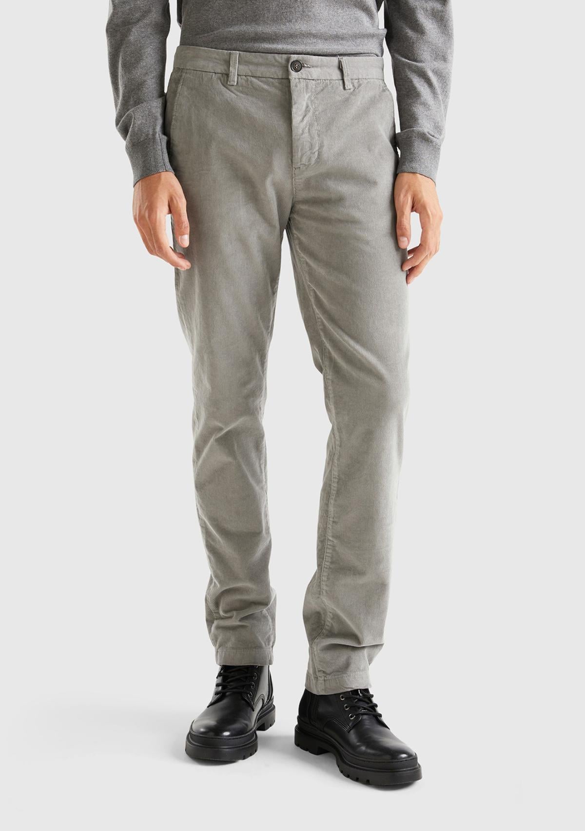  Erkek Gri Esnek Kadife Pantolon