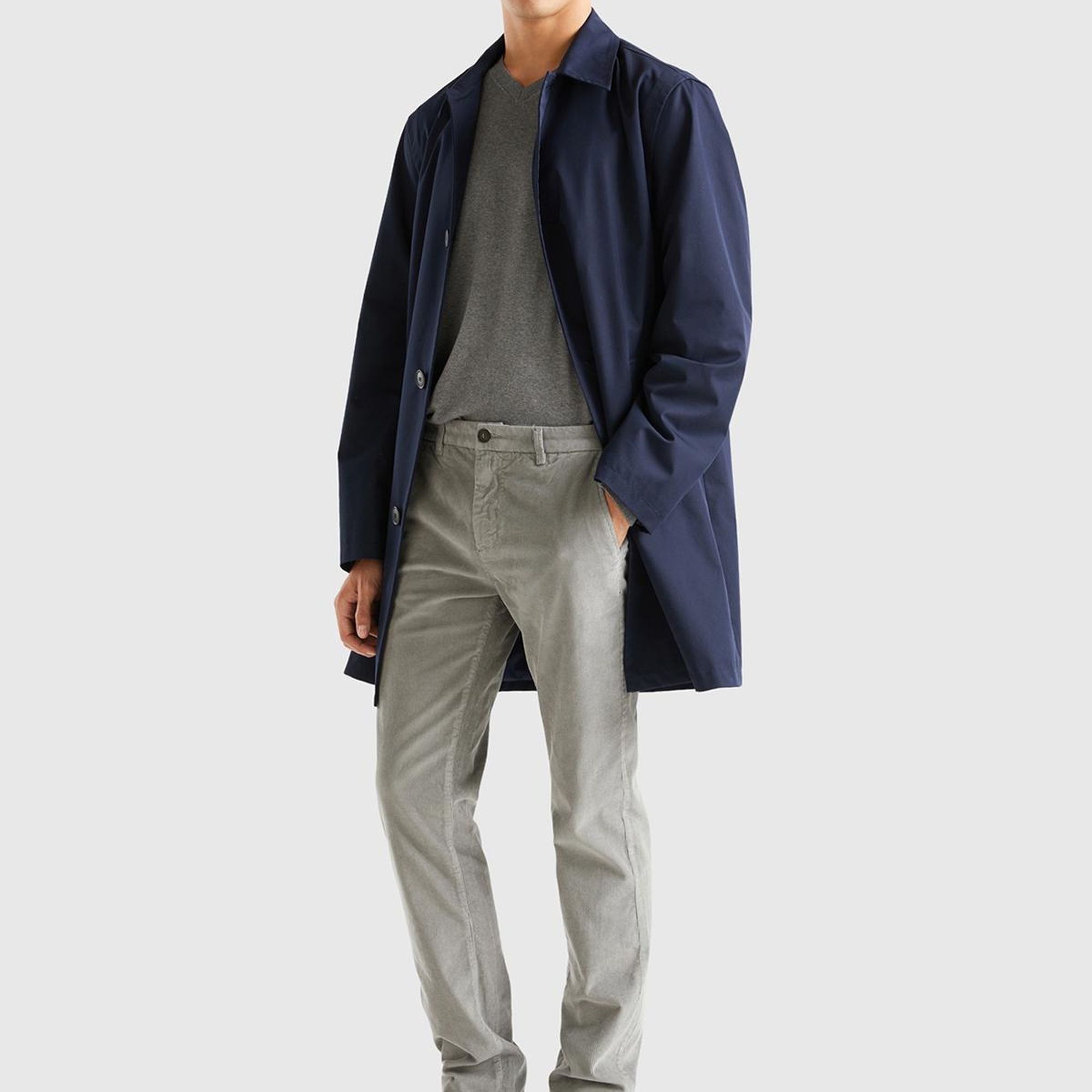 Erkek Gri Esnek Kadife Pantolon