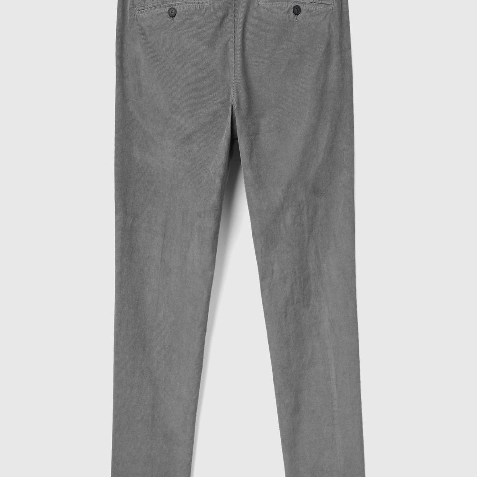 Erkek Gri Esnek Kadife Pantolon