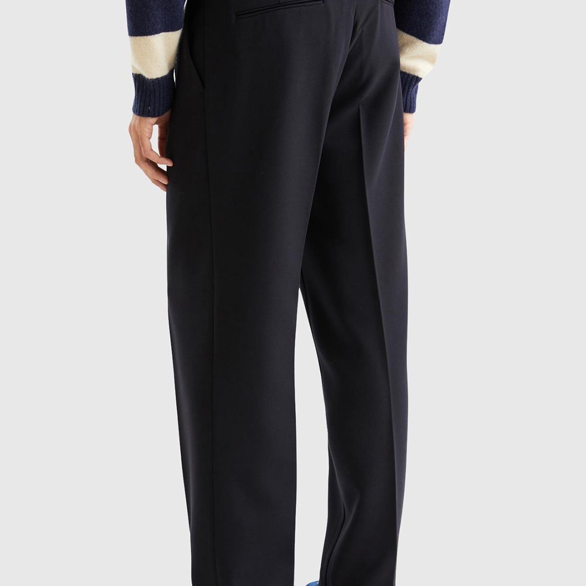 Erkek Siyah Viskoz Karışımlı Bol Paça Pantolon