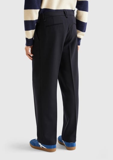  Erkek Siyah Viskoz Karışımlı Bol Paça Pantolon