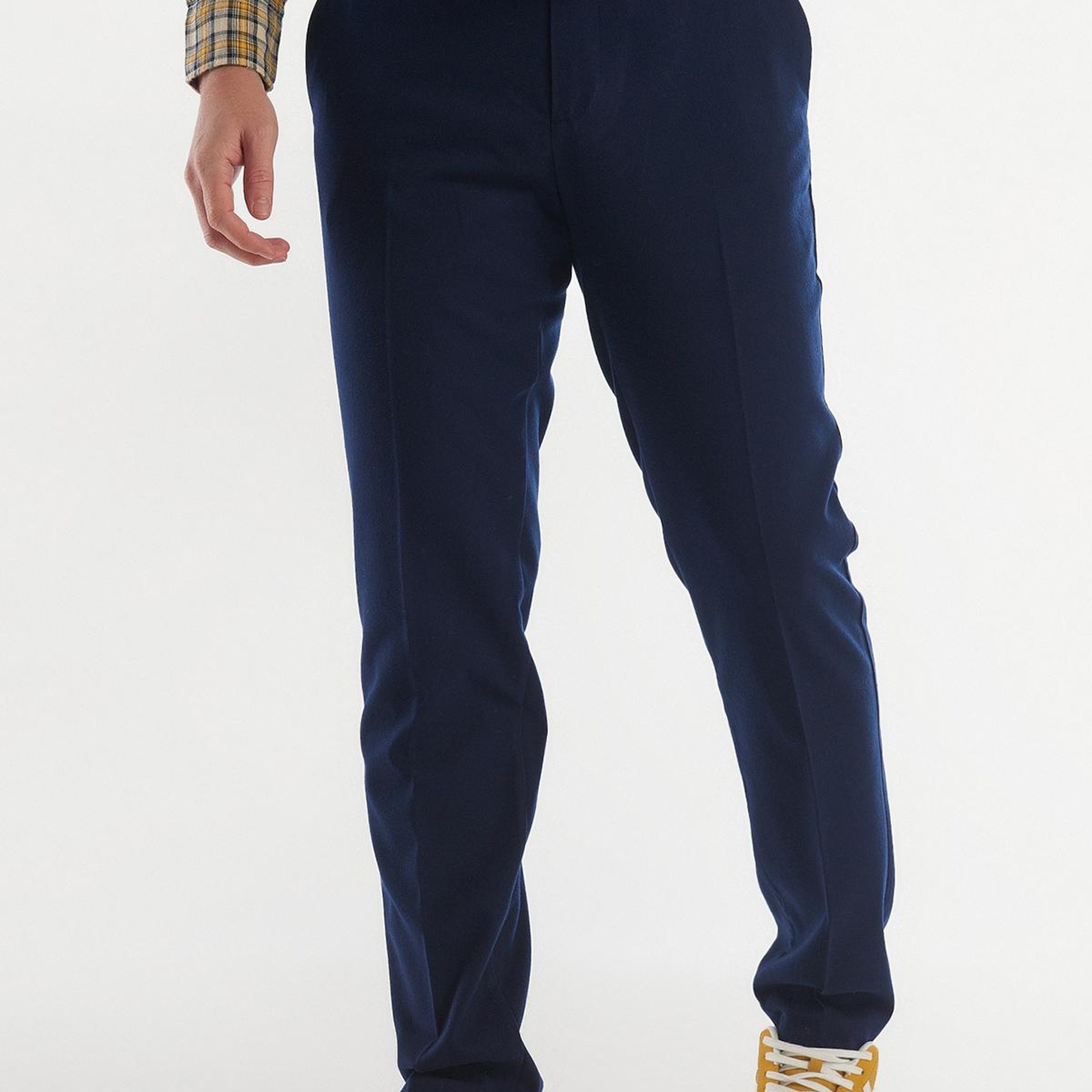 Erkek Lacivert Viskoz Karışımlı Regular Fit Pantolon