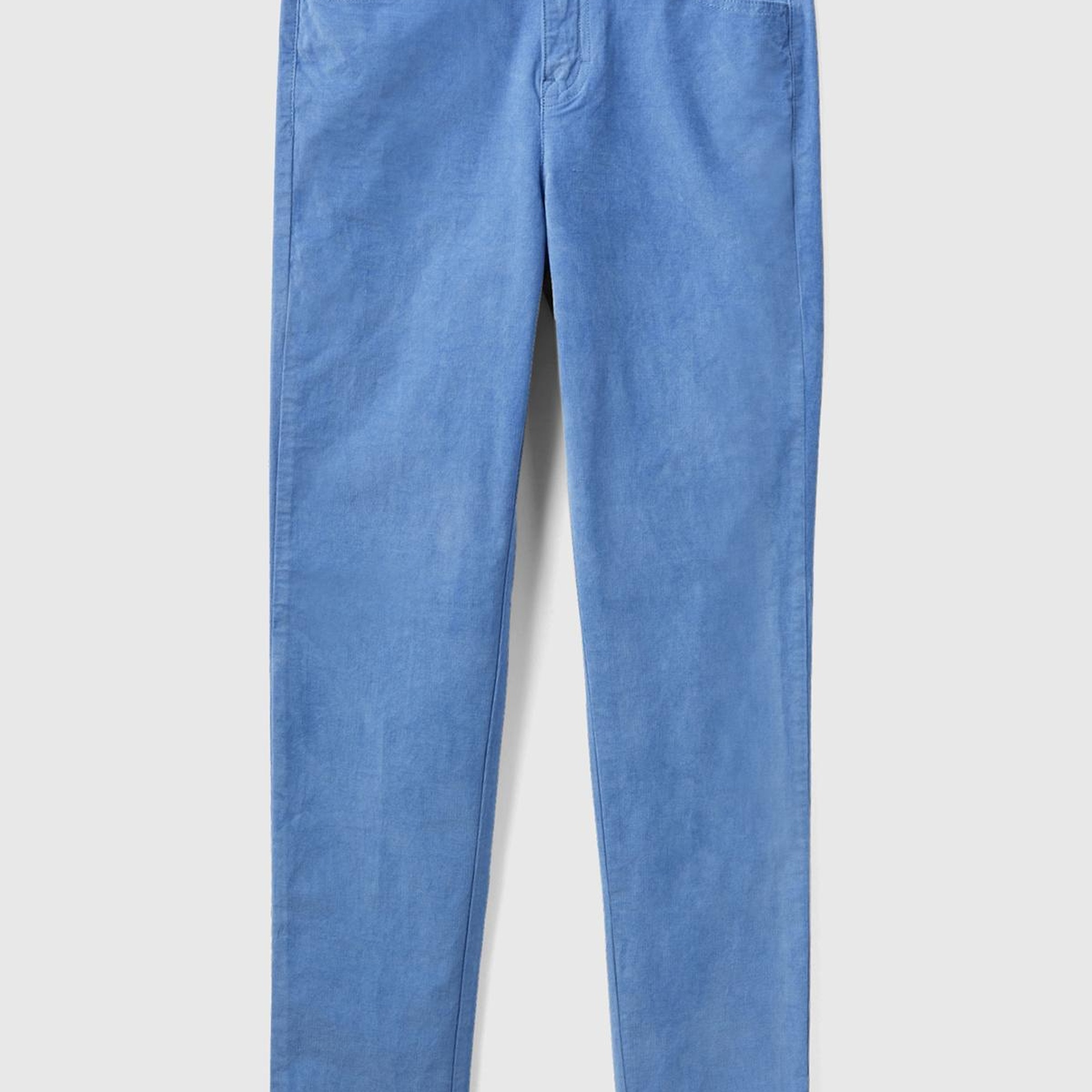 Kadın Havacı Mavi Slim Fit Kadife Pantolon