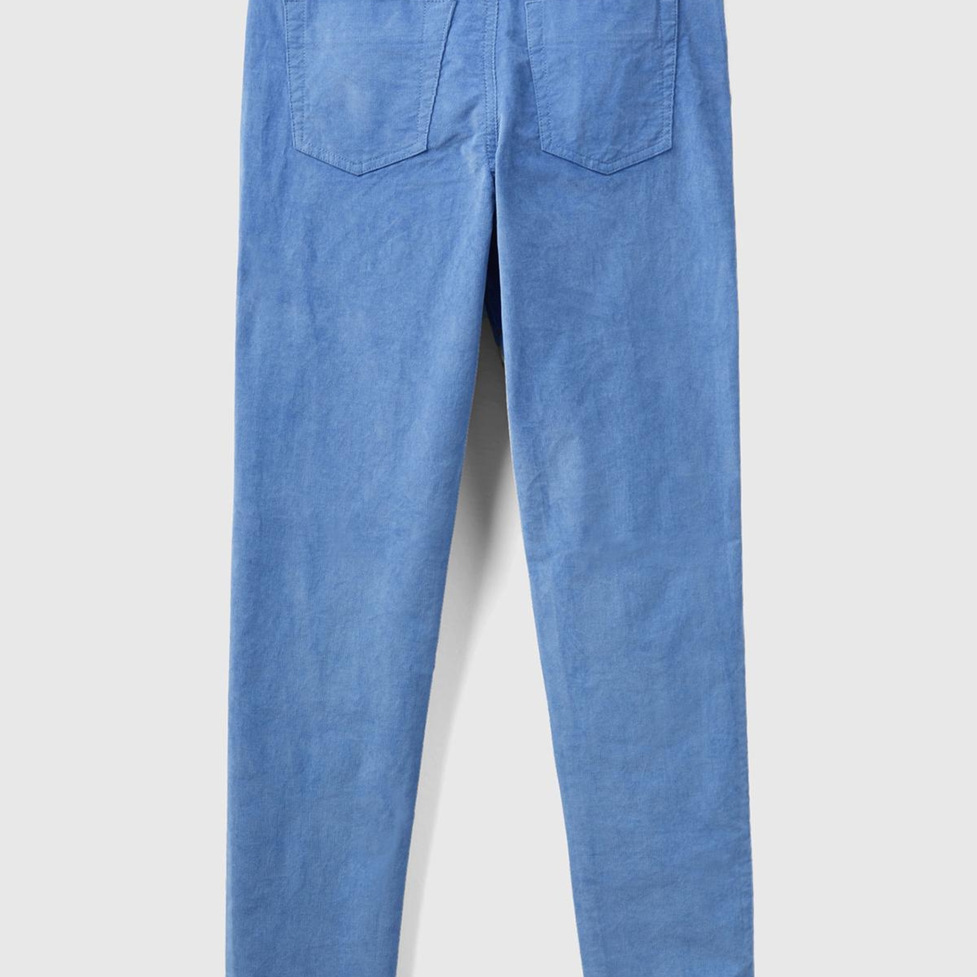 Kadın Havacı Mavi Slim Fit Kadife Pantolon