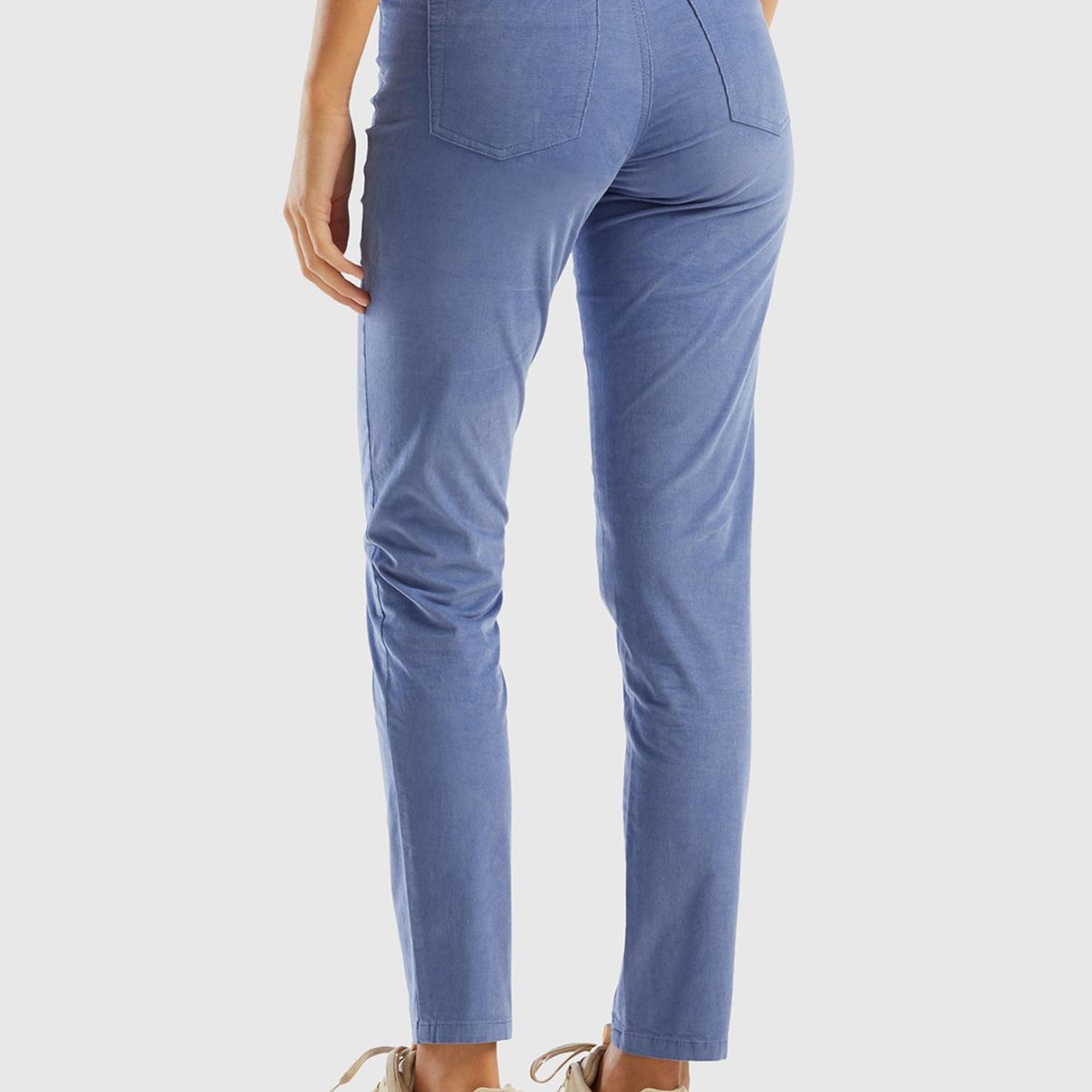 Kadın Havacı Mavi Slim Fit Kadife Pantolon