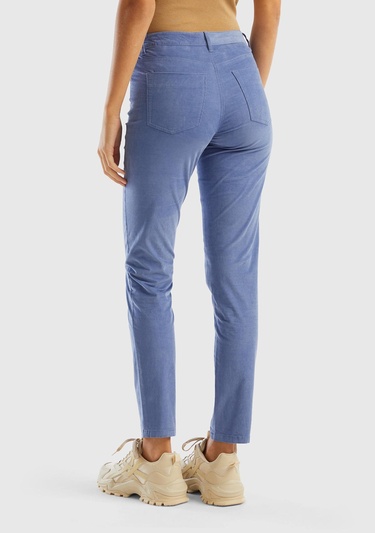  Kadın Havacı Mavi Slim Fit Kadife Pantolon