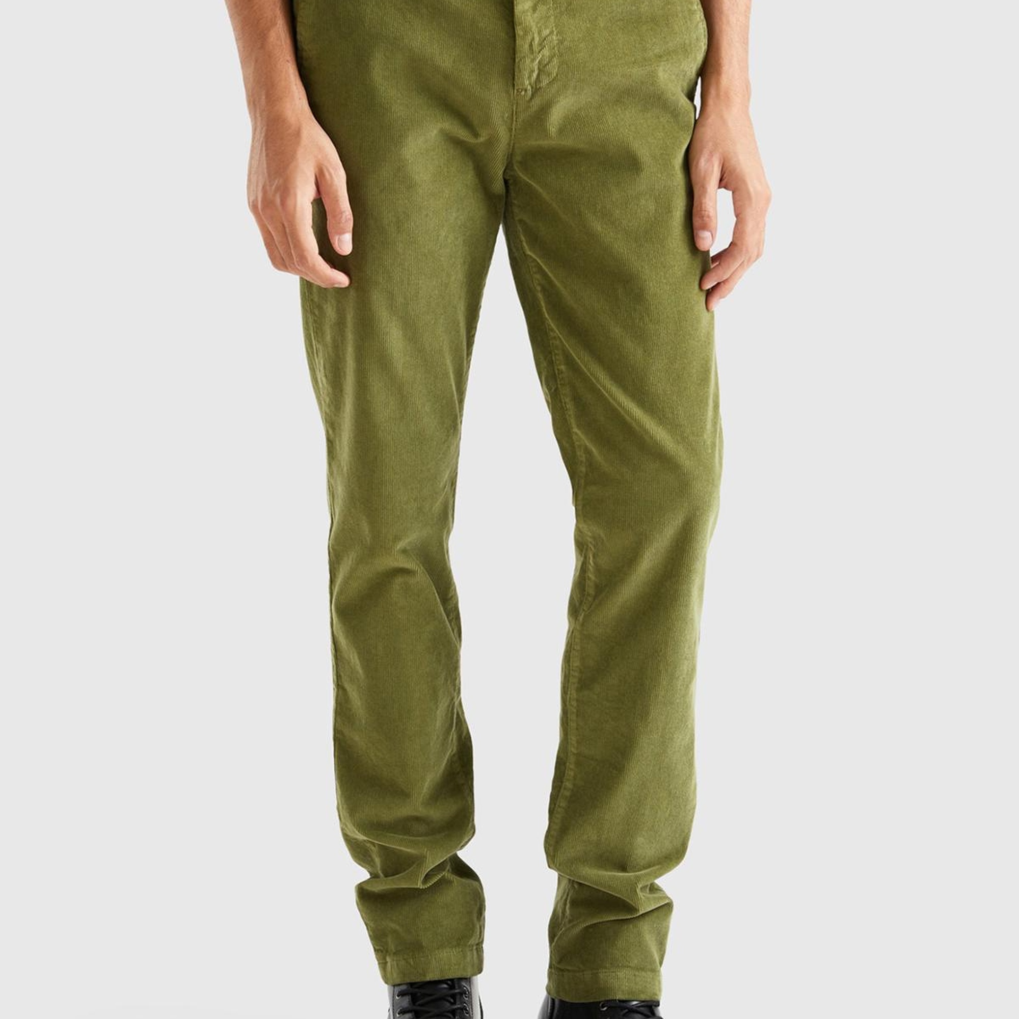 Erkek Zeytin Yeşili Esnek Kadife Pantolon