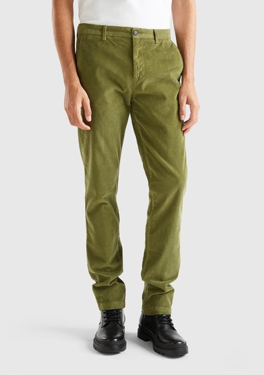  Erkek Zeytin Yeşili Esnek Kadife Pantolon