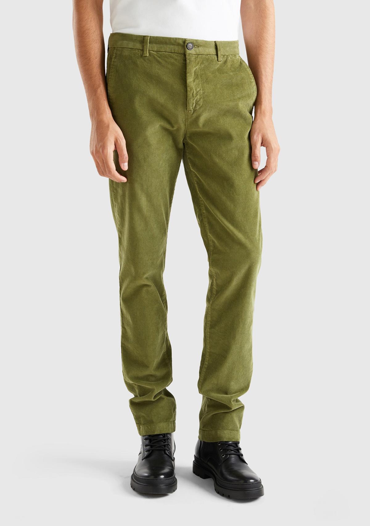  Erkek Zeytin Yeşili Esnek Kadife Pantolon