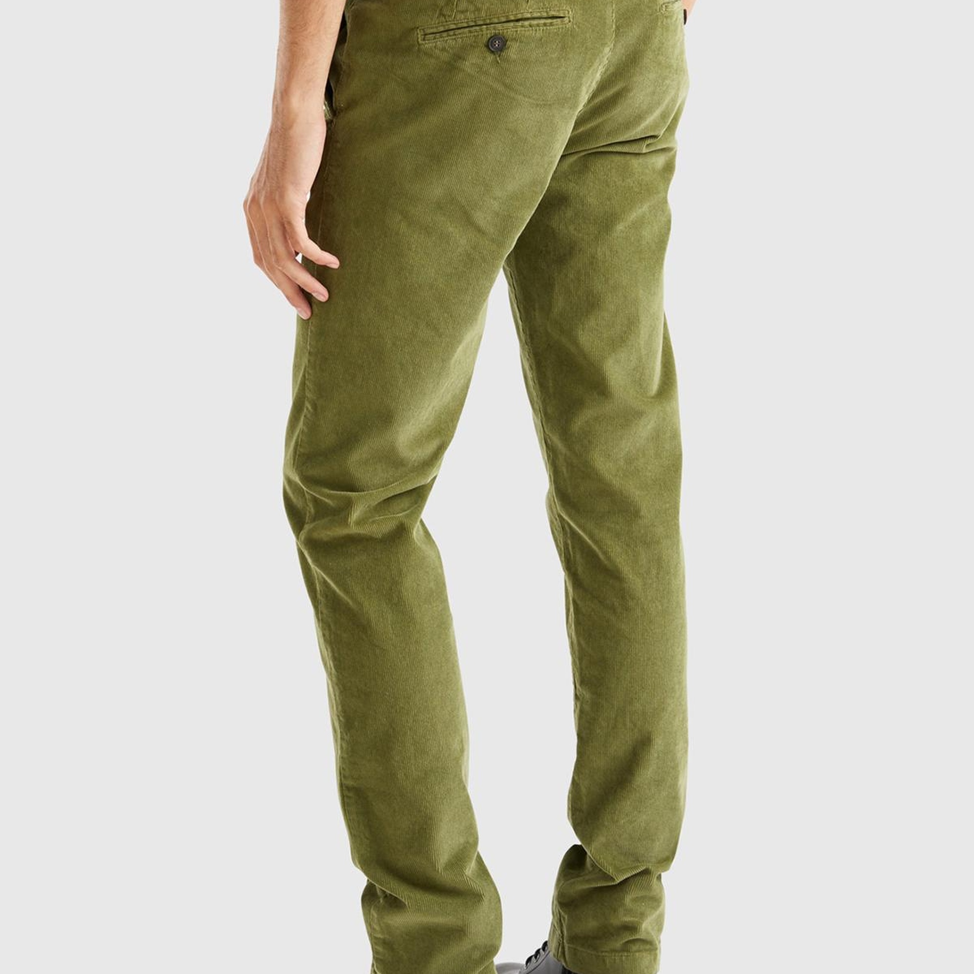 Erkek Zeytin Yeşili Esnek Kadife Pantolon