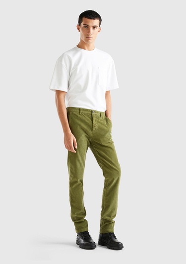  Erkek Zeytin Yeşili Esnek Kadife Pantolon