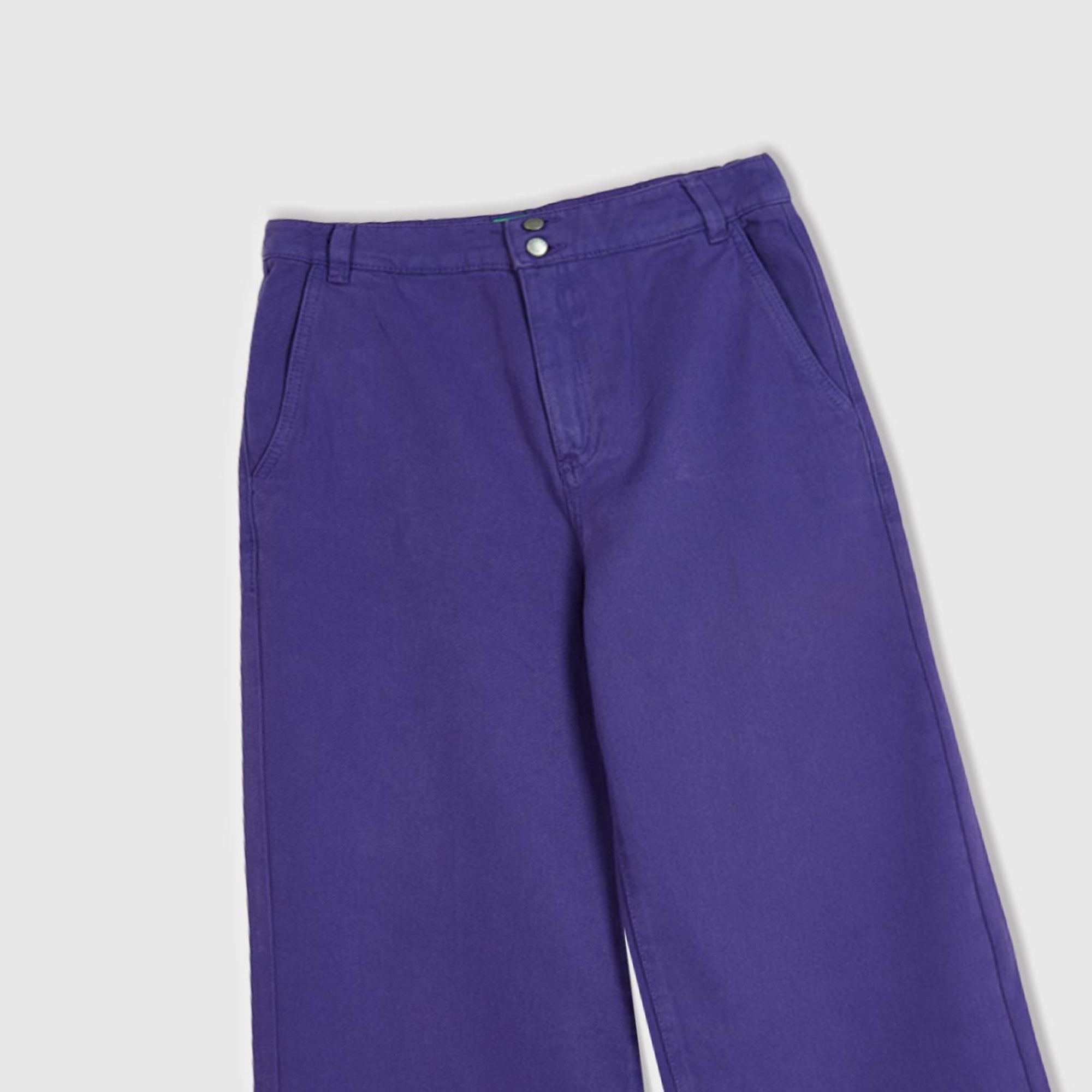 Kadın Mor Beli Lastikli Geniş Paça Denim Pantolon