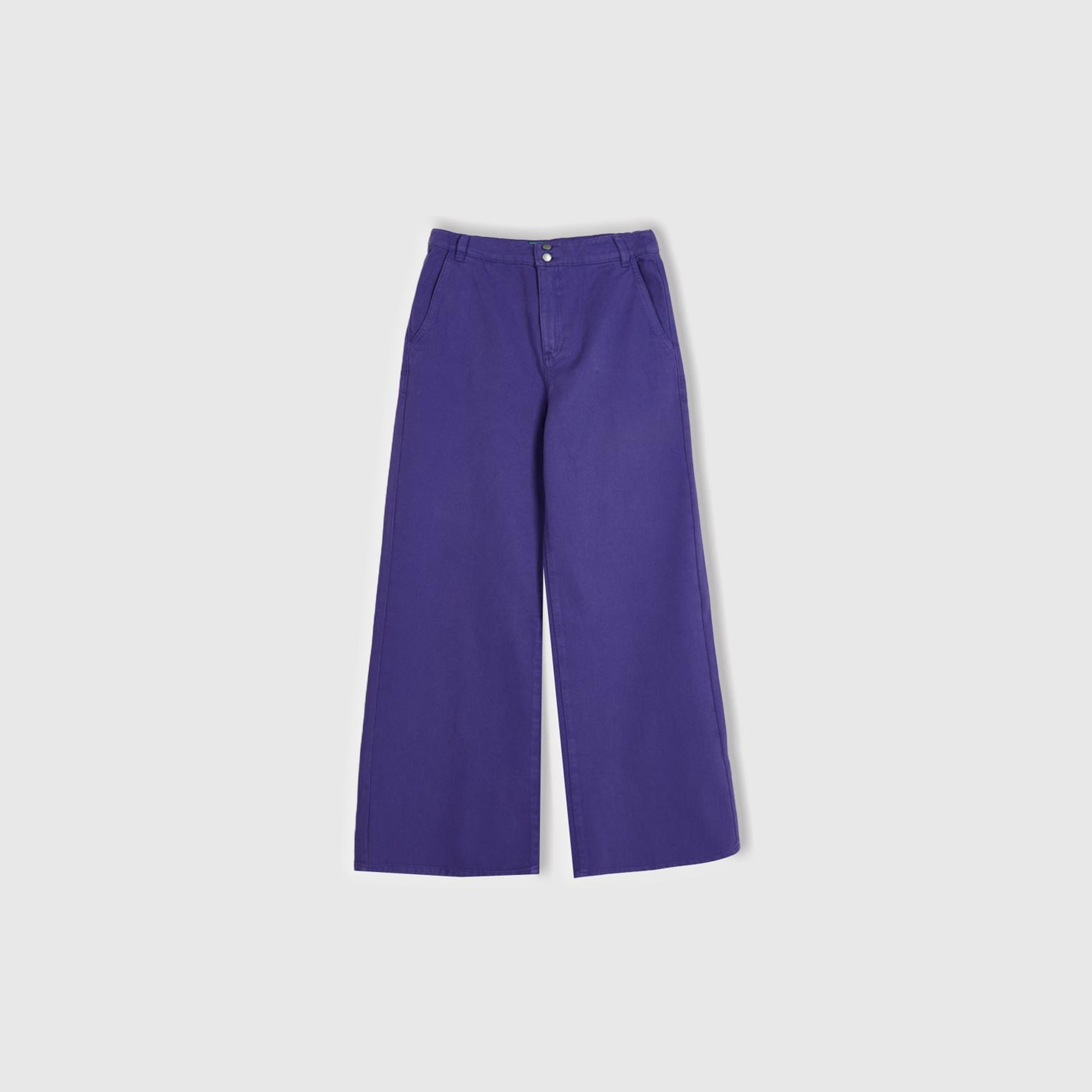 Kadın Mor Beli Lastikli Geniş Paça Denim Pantolon