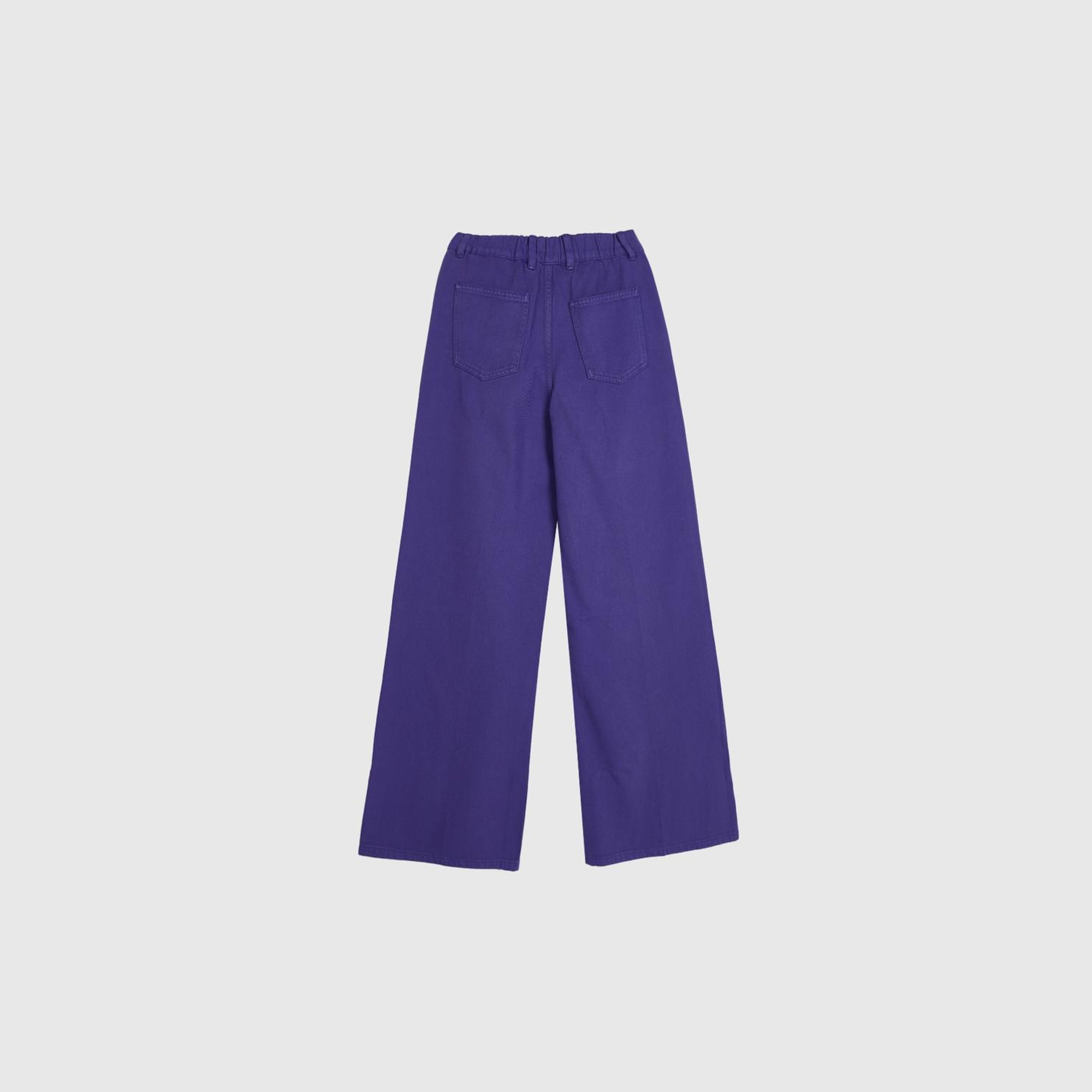 Kadın Mor Beli Lastikli Geniş Paça Denim Pantolon