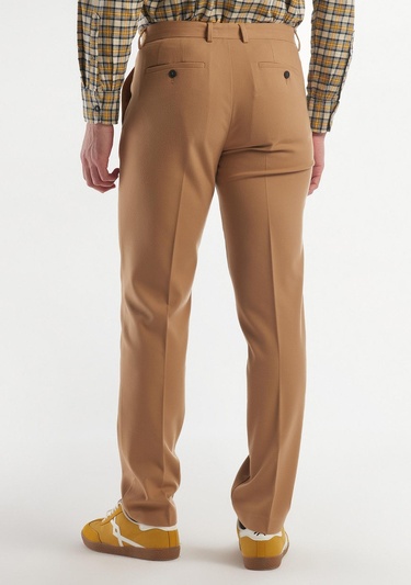  Erkek Kahverengi Viskoz Karışımlı Regular Fit Pantolon