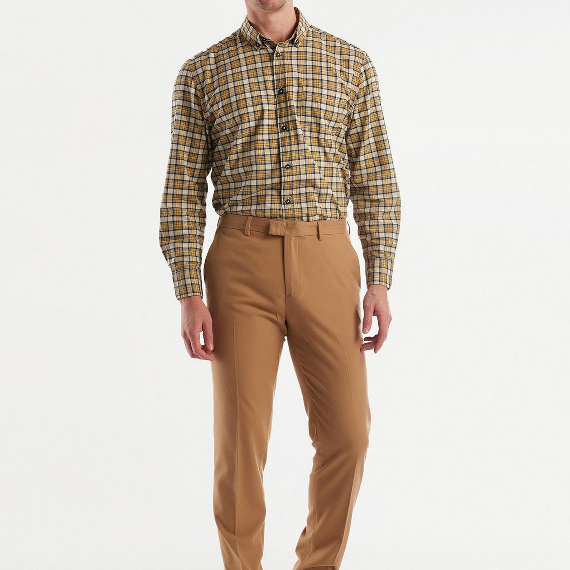 Erkek Kahverengi Viskoz Karışımlı Regular Fit Pantolon