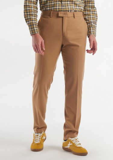  Erkek Kahverengi Viskoz Karışımlı Regular Fit Pantolon