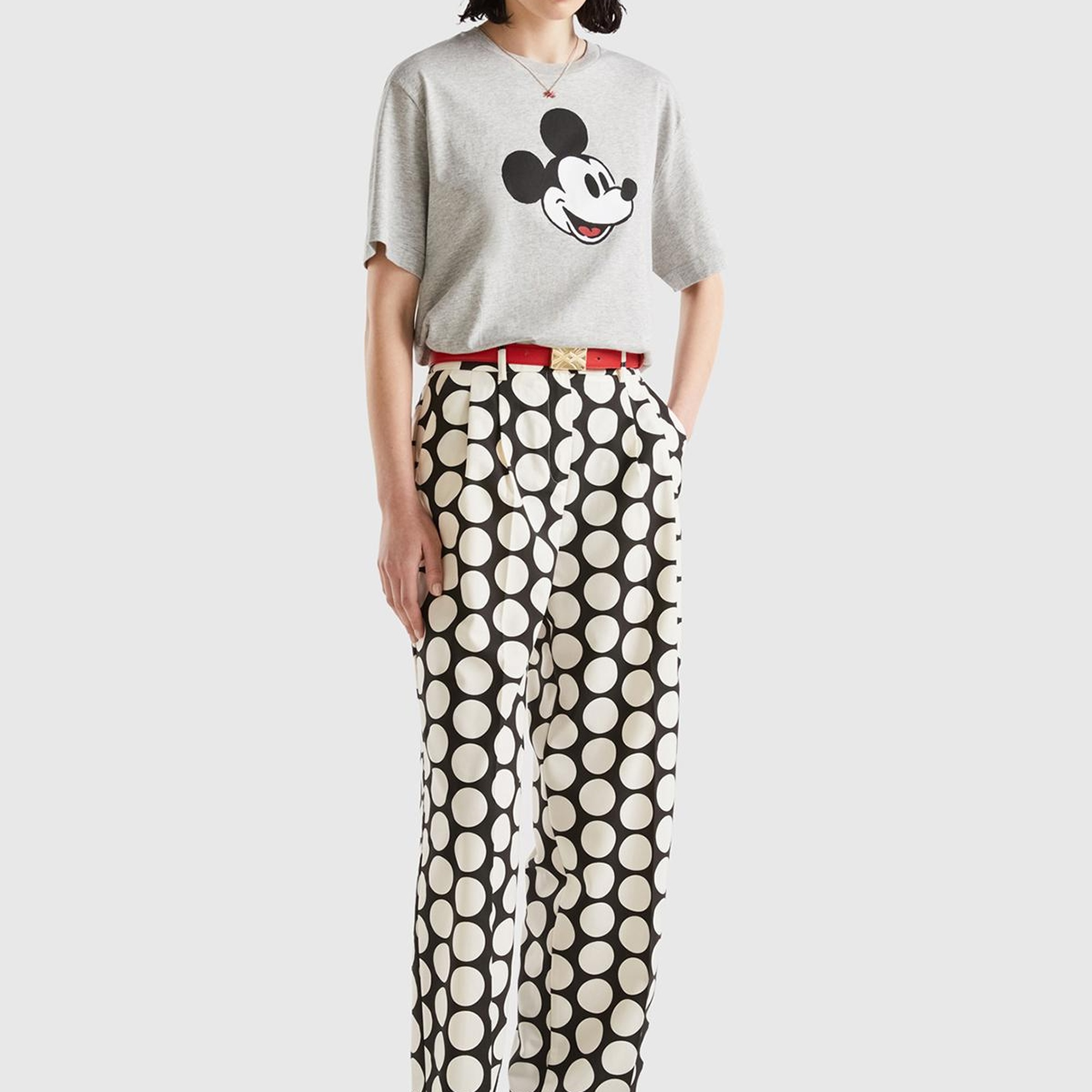 Kadın Siyah Beyaz Poliviskoz  Puantiyeli Geniş Paça Pantolon