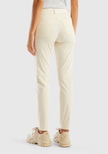 Kadın Krem Slim Fit Kadife Pantolon