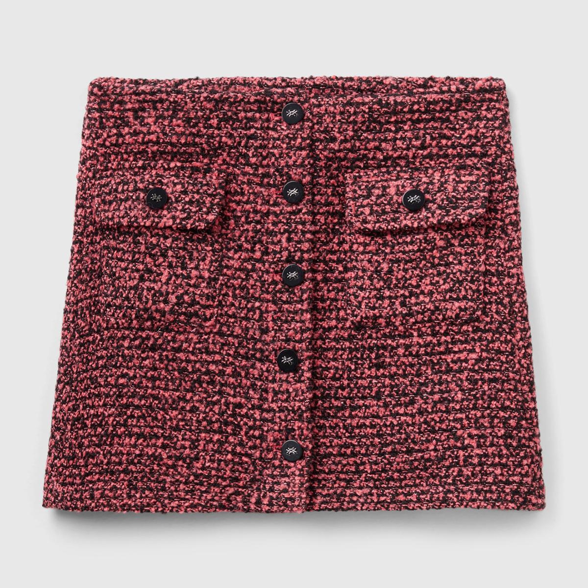 Kadın Pembe Mix Yün Karışımlı Tüvit Mini Etek
