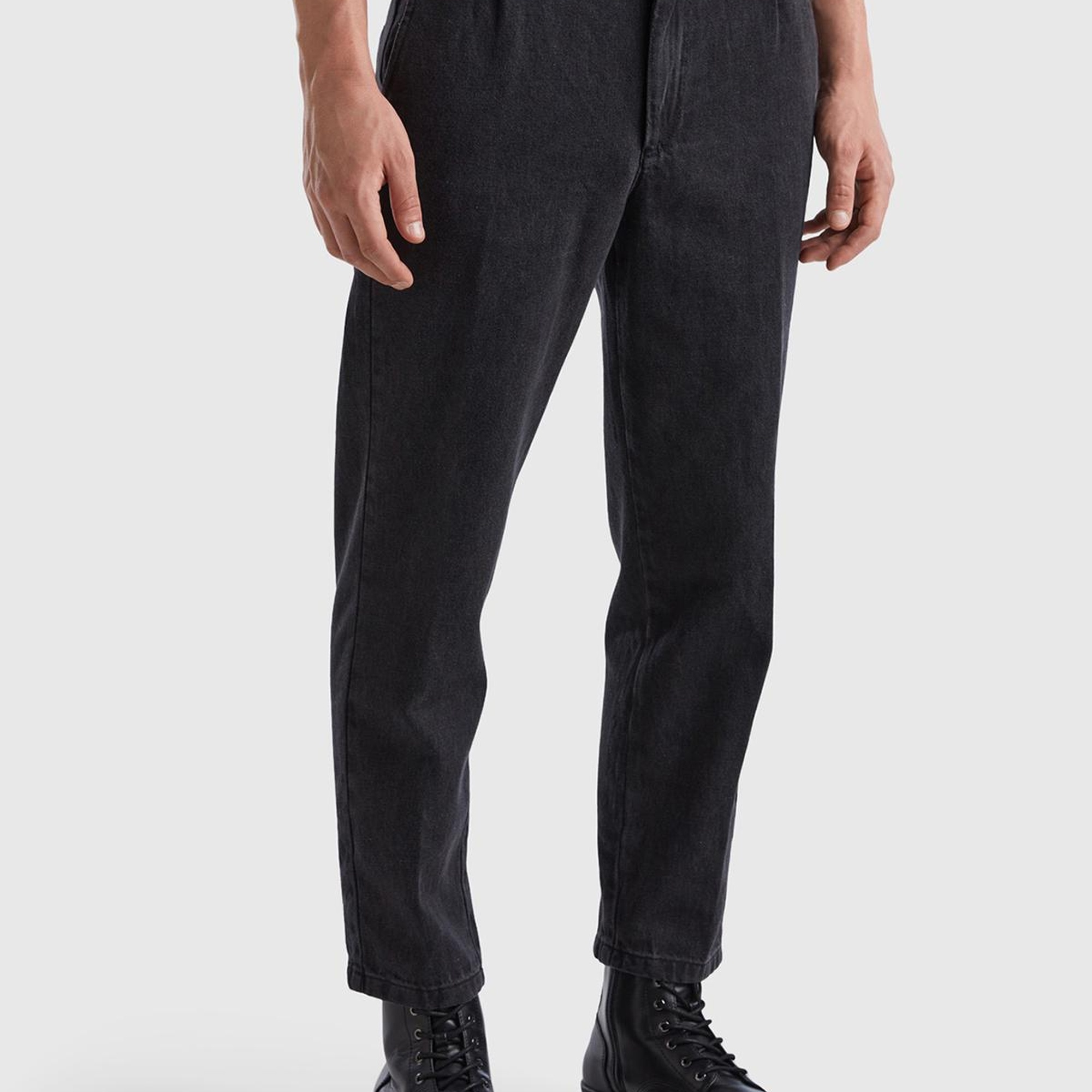 Erkek Siyah Chino Regular Fit Denim Pantolon