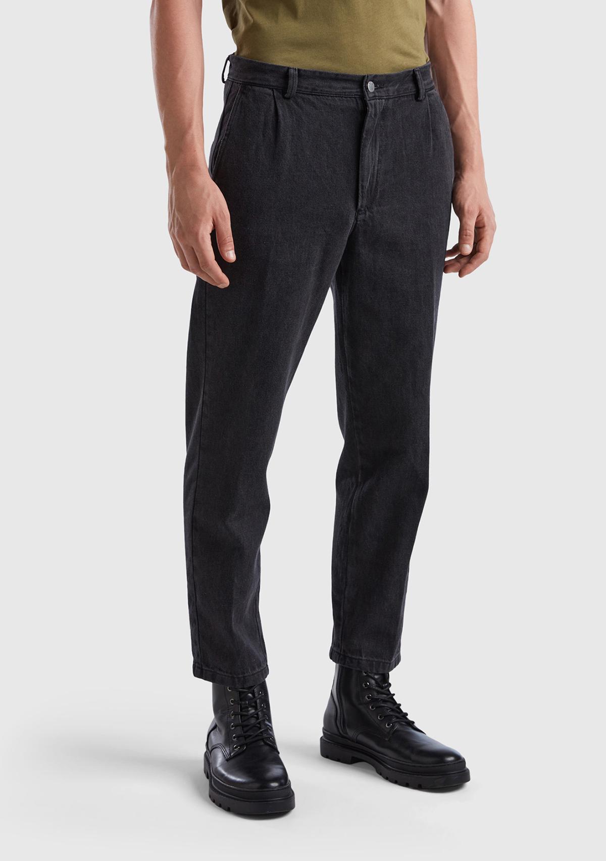  Erkek Siyah Chino Regular Fit Denim Pantolon