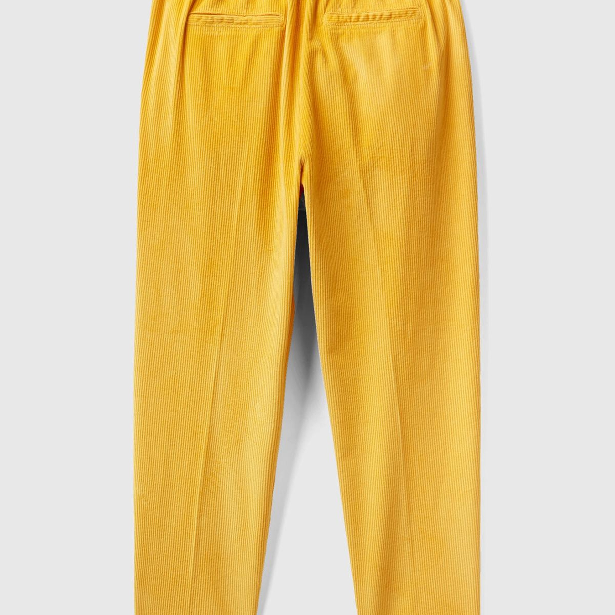 Kadın Hardal Beli Lastikli Kadife Pantolon