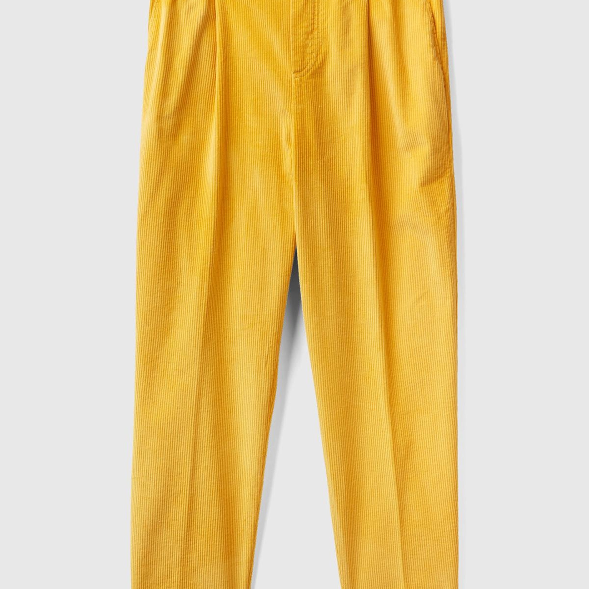 Kadın Hardal Beli Lastikli Kadife Pantolon