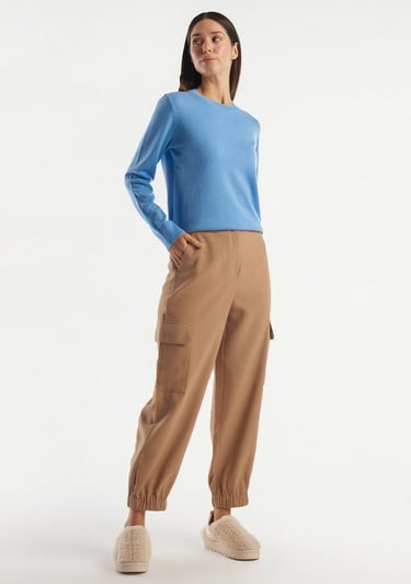  Kadın Kahverengi Bilekten Lastikli Kargo Pantolon