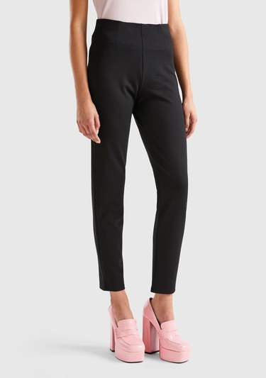  Kadın Siyah Poliviskoz Skinny Fit Pantolon