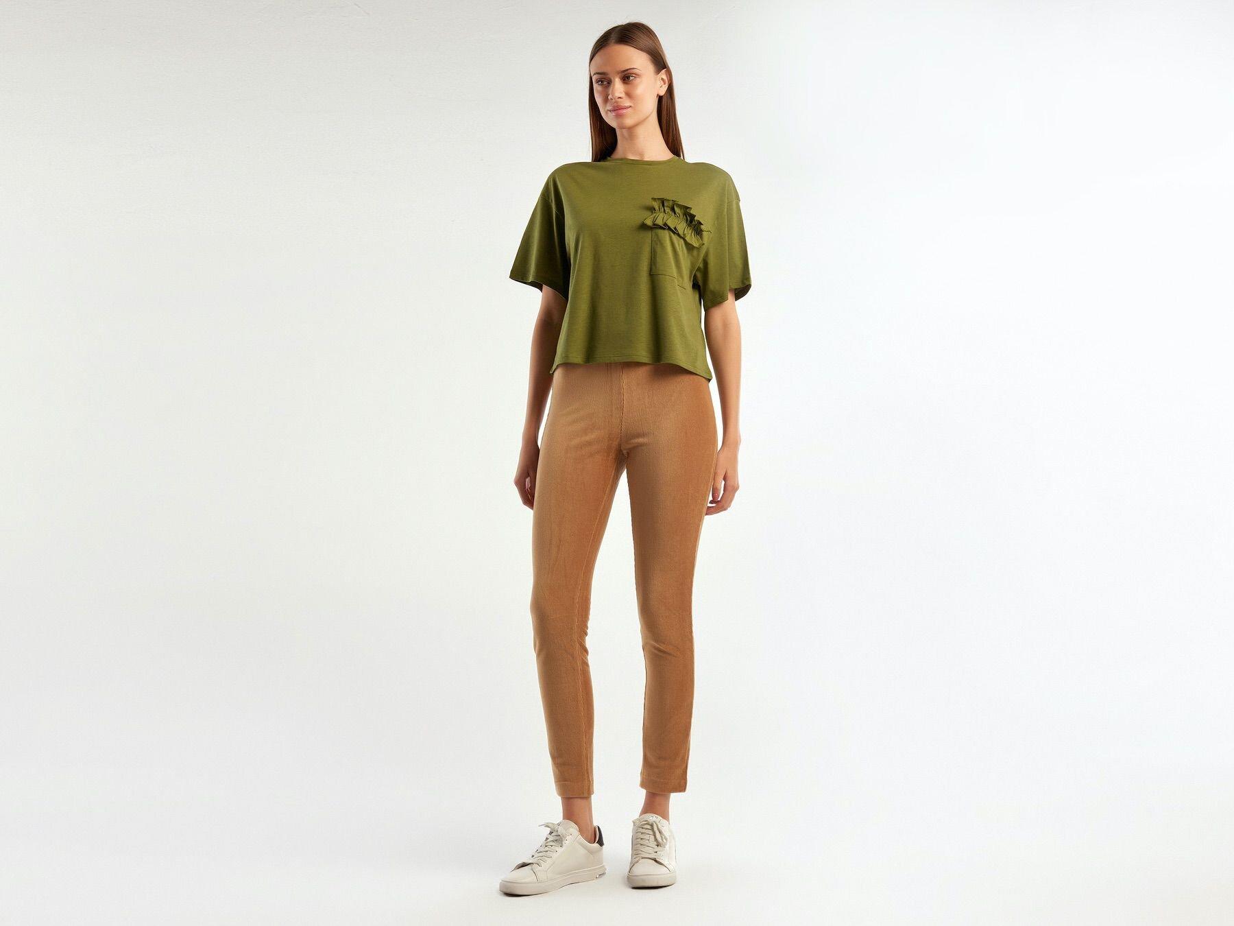  Kadın Taba Koton Karışımlı Tayt