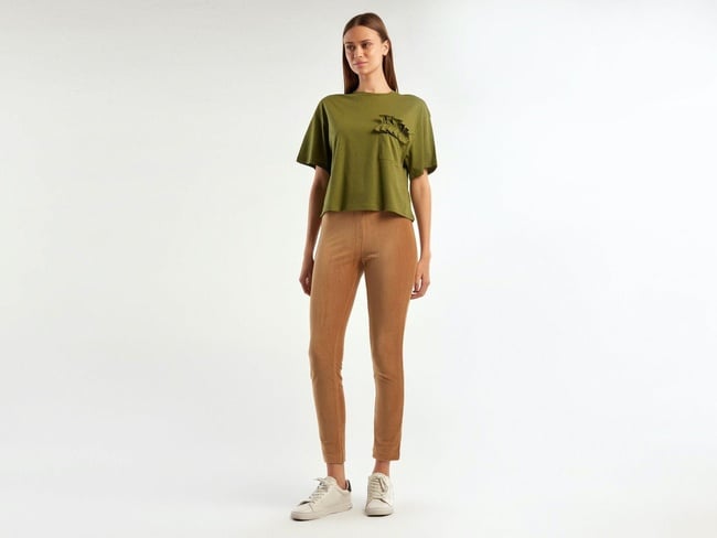  Kadın Taba Koton Karışımlı Tayt