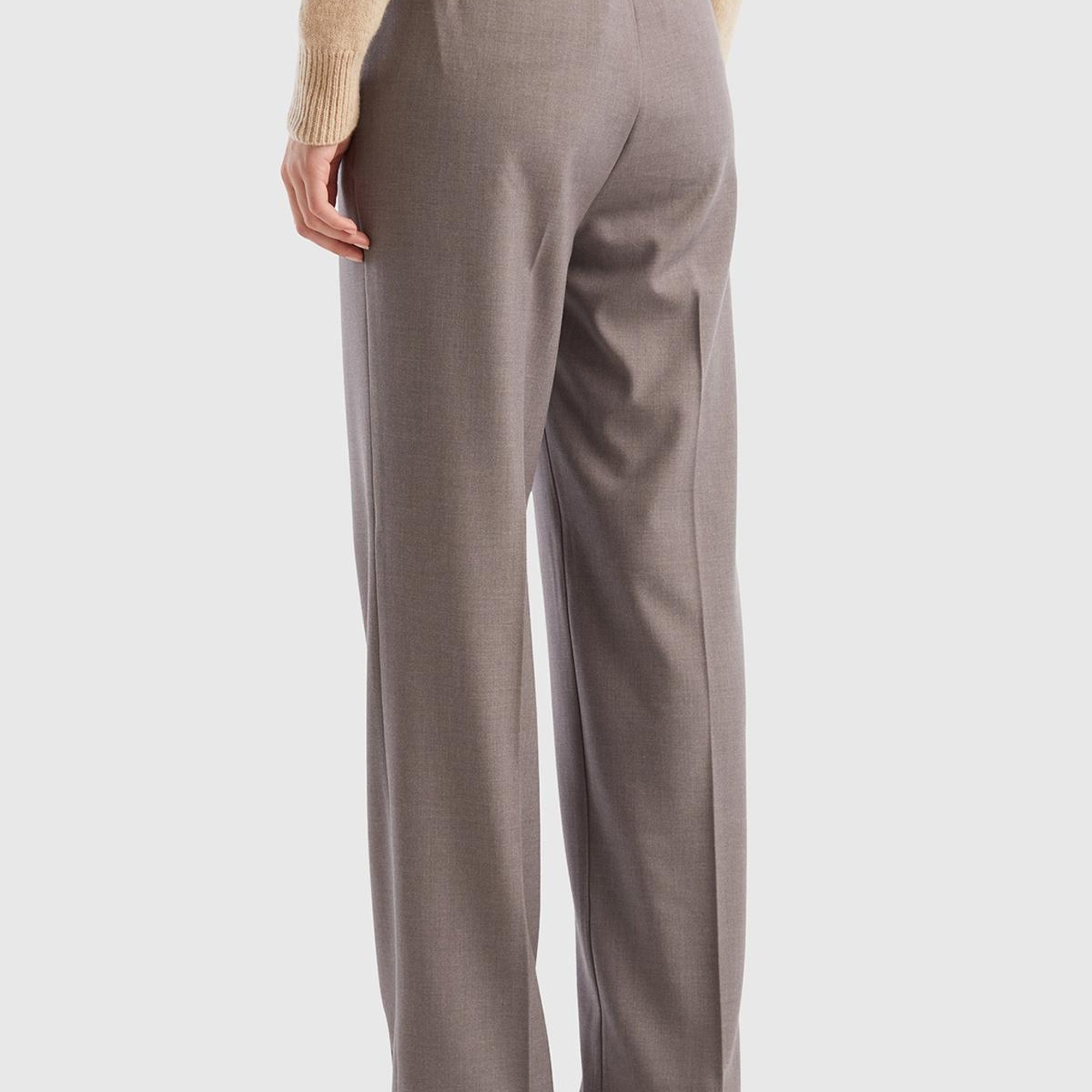 Kadın Antrasit Melanj Poliviskoz Yumuşak Dokulu Regular Fit Pantolon