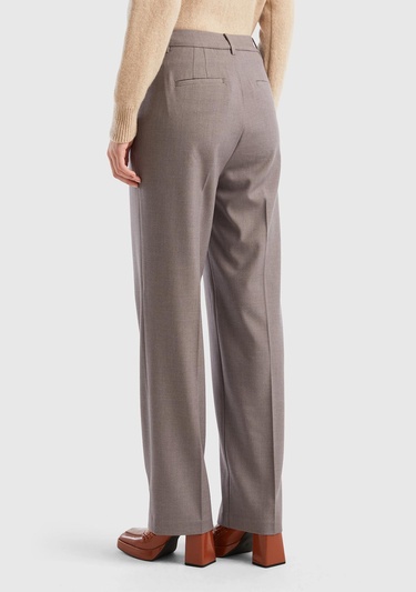  Kadın Antrasit Melanj Poliviskoz Yumuşak Dokulu Regular Fit Pantolon