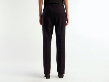  Kadın Siyah Poliviskoz Yumuşak Dokulu Regular Fit Pantolon