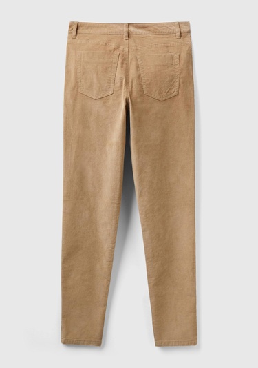  Kadın Taba Slim Fit Kadife Pantolon