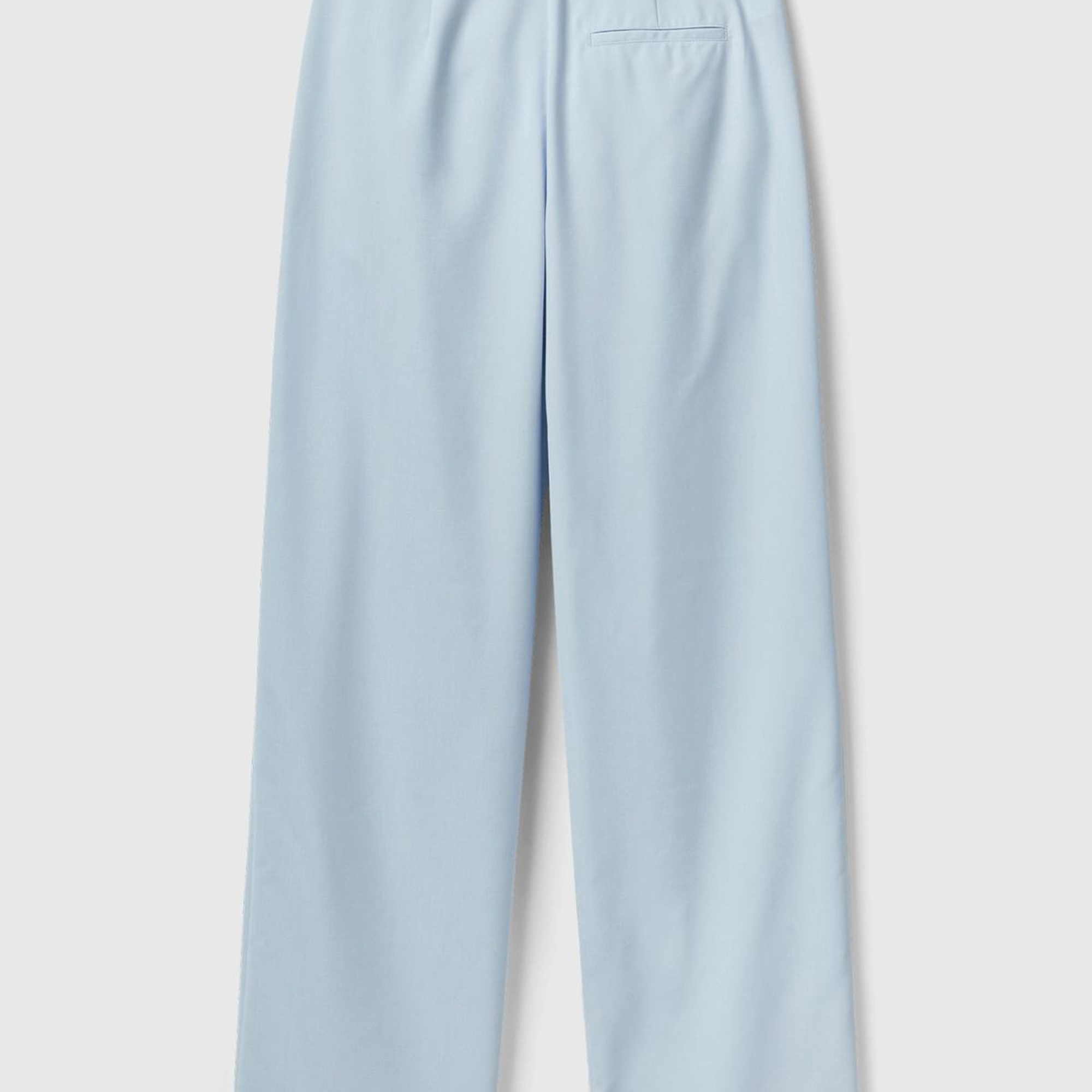 Kadın Soluk Mavi Poliviskoz Yüksek Bel Rahat Kalıp Pantolon