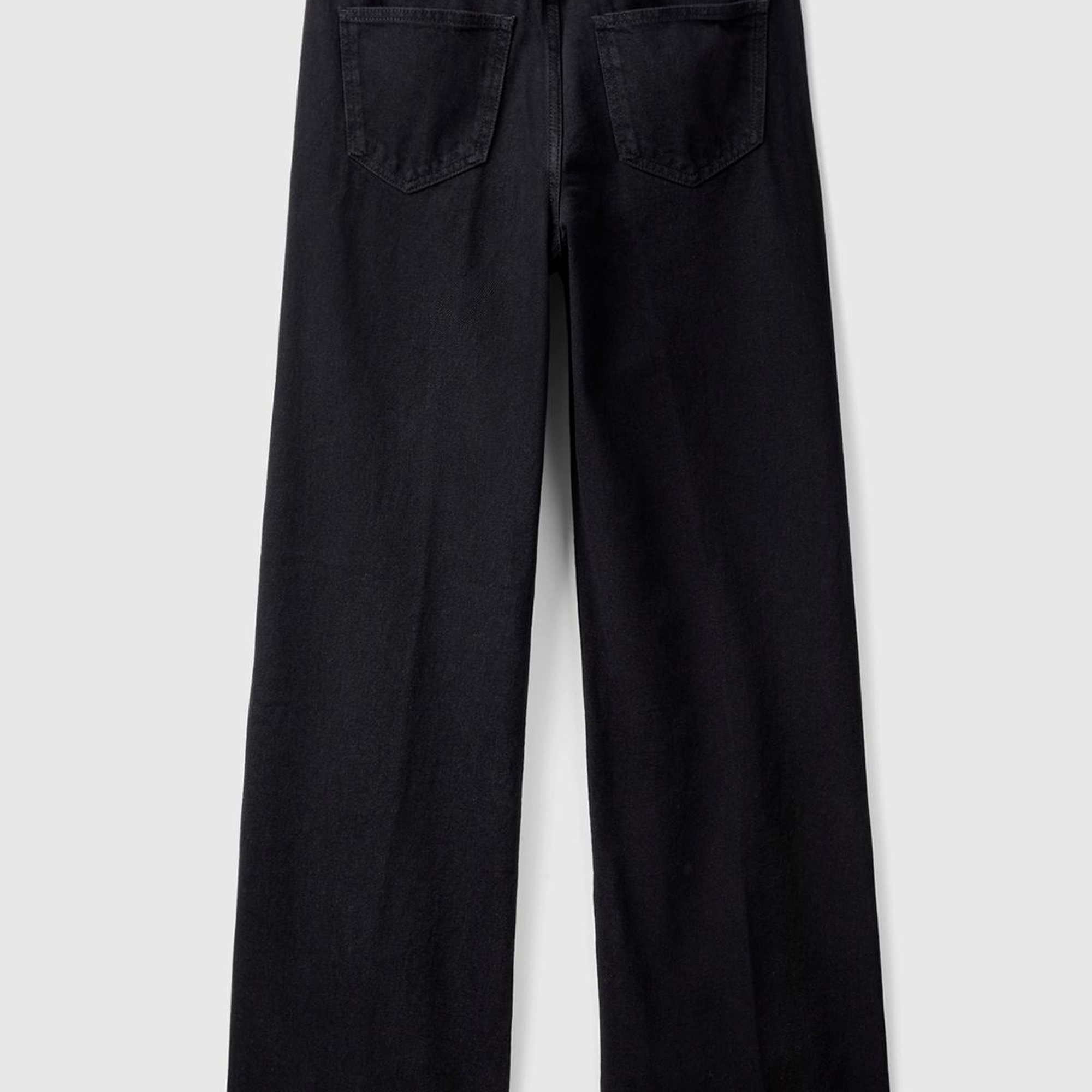 Kadın Siyah %100 Koton Bol Paça Denim Pantolon