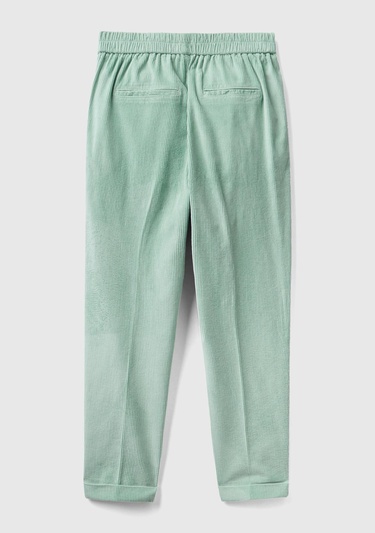  Kadın Su Yeşili Beli Lastikli Kadife Pantolon